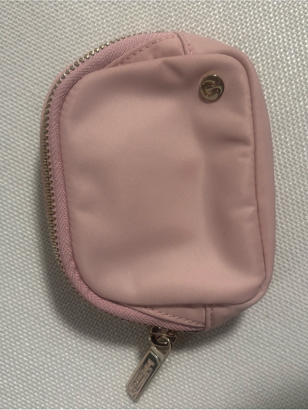 Pink Lululemon Compact Zip Pouch with Gold Logo
